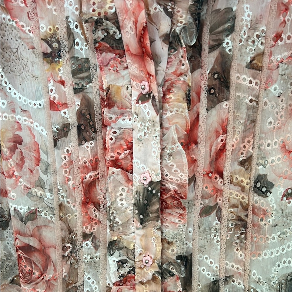 Alice + Olivia Pink Eyelet Floral Blouse - Picture 8 of 8